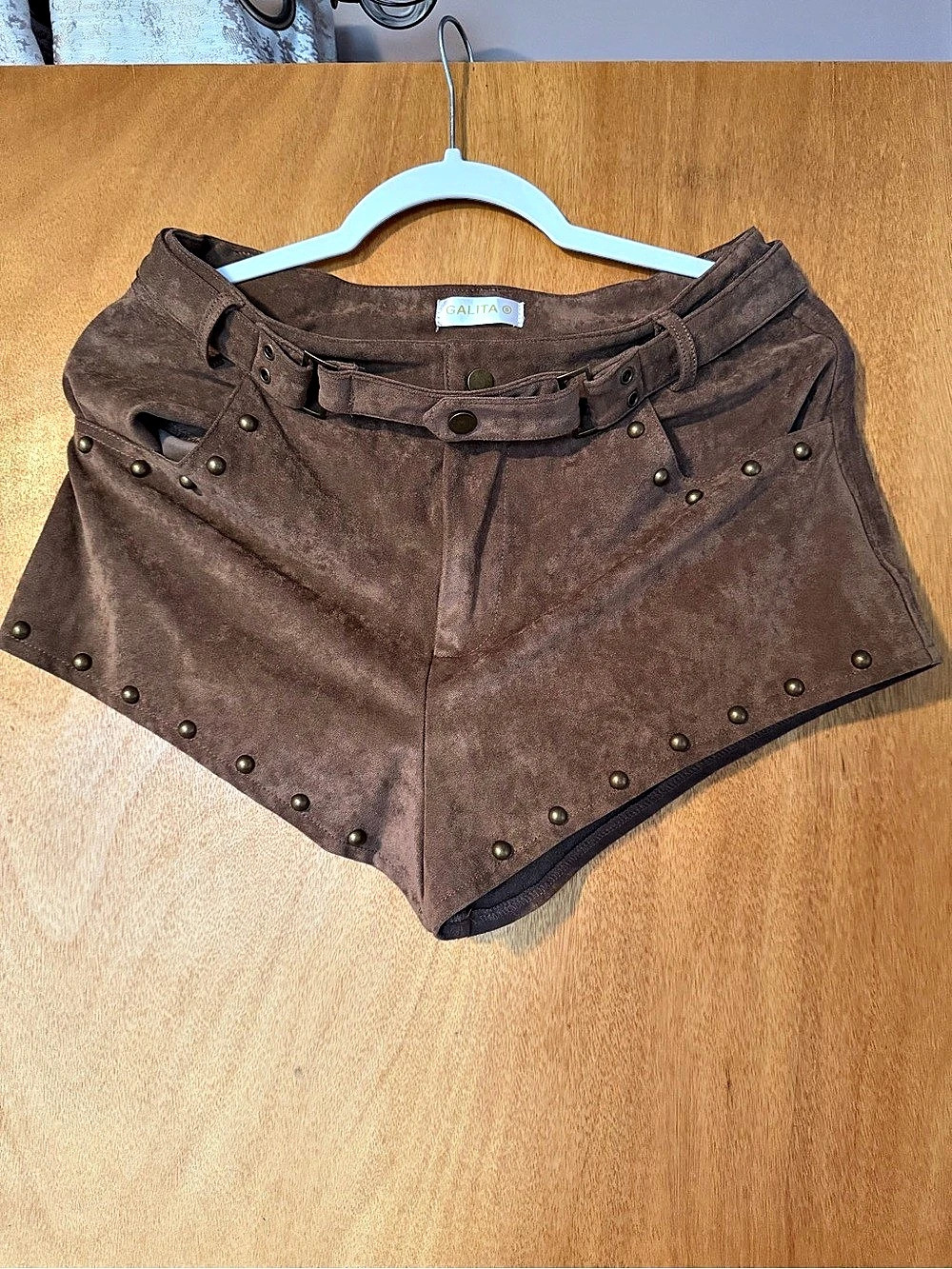 Galita Women's Brown Studded High-Waist Shorts